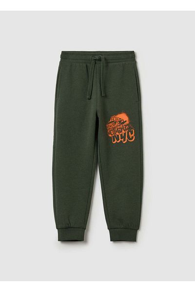 Ovs Fleece Joggers With Drawstring And Print