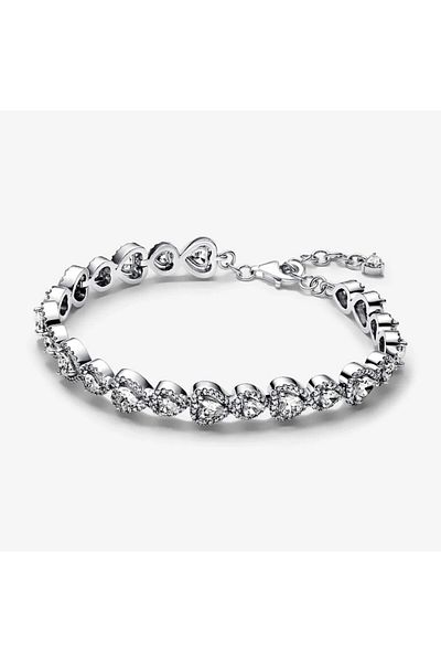 Pandora Bratara cu inimioare tip Halo Zirconiu, Argint 925 - 18 cm - ajustabila