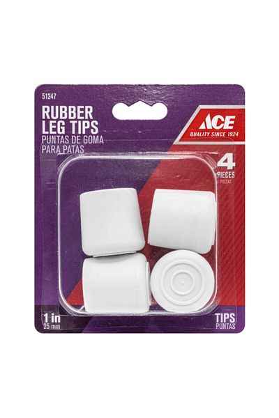 ACE 4-Piece Durable Non Skid Round Rubber Leg Tips 1 Inch