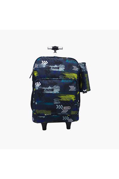 Roco Printed 15.6-inch Trolley Backpack with Retractable Handle and Pencil Pouch - 46x33x20 cms