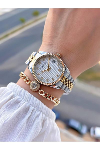 Homies Steel Cord 2 Years Warranty 30 Mt Water Resistant Women Wrist Watch+Bracelet Hm.23257.3
