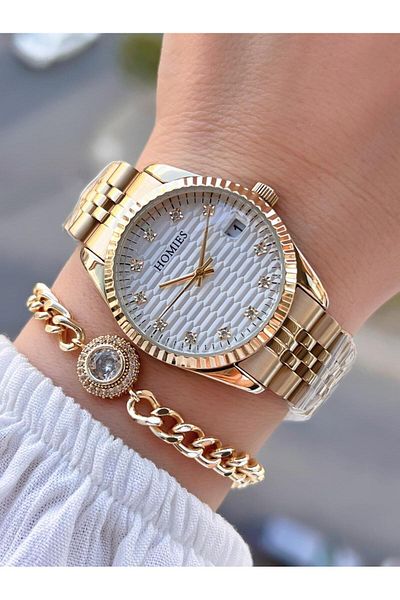 Homies Steel Cord 2 Years Warranty 30 Mt Water Resistant Women Wrist Watch+Bracelet Hm.23257.1