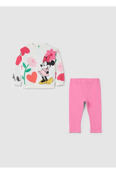 Ovs Stretch Cotton Jogging Set With Minnie Mouse Print