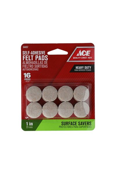 ACE 16-Piece Heavy Duty Self Adhesive Round Felt Pads 1 Inch