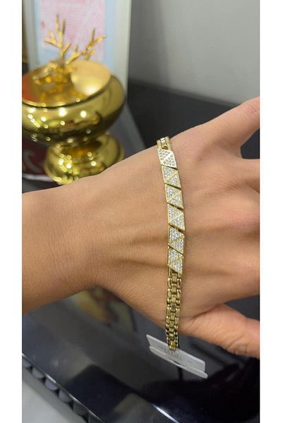 Store 14 Carat Gold Color Zircon Stone Xuping Bracelet 18 cm