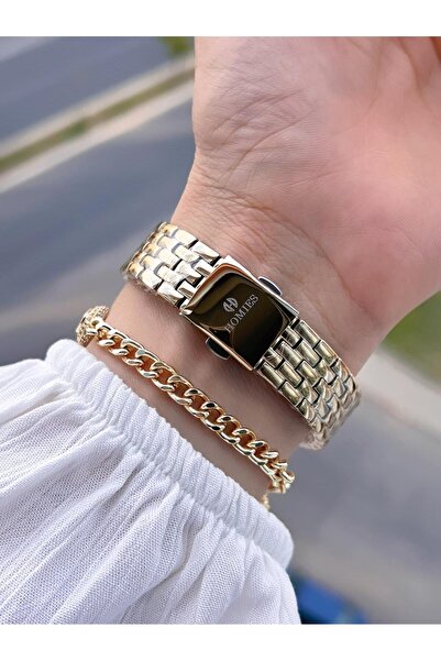 Homies Çelik Kordon 2 Yıl Garantili 30 Mt Suya Dayanıklı Kadın Kol Saati+Bileklik HM.B25531S2