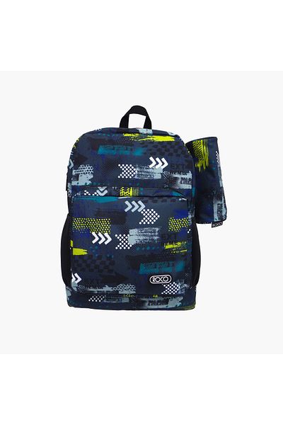 Roco Printed 16-inch Backpack with Adjustable Shoulder Straps with Pencil Pouch - 43x31x14 cms