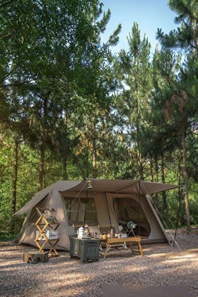 Realx 8 Kişilik Tenteli Otomatik Kurulum Pencereli Brandalı Su Geçirmez Kamp Çadırı 290x400x190 Cm