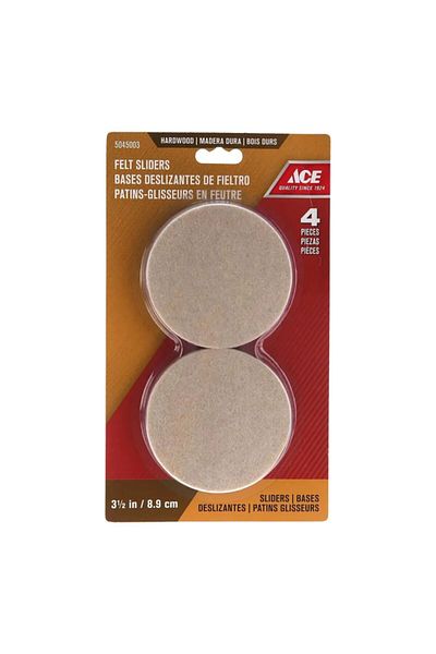 ACE 4-Piece Heavy-Duty Reusable Hardwood floor Protective Round Felt Pads 8.9 cm