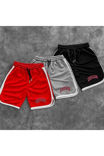 NEW TRENDY COLLECTİON New Season 3-Piece Printed Honeycomb Fabric Shorts Set Training Shorts Sports and Comfortable Daily Combination Unisex