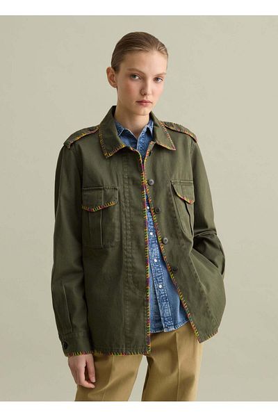 Ovs Shacket With Multicoloured Stitching