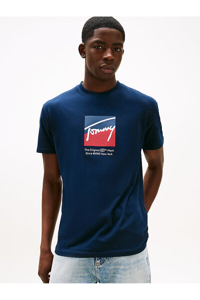Tommy Hilfiger Erkek Mavi S/S Tişört