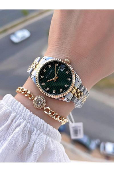 Homies Steel Cord 2 Years Warranty 30 Mt Water Resistant Women Wrist Watch+Bracelet Hm.23257.4