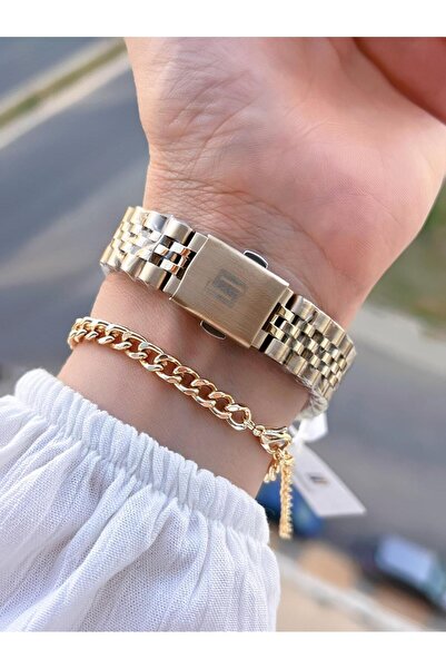 Homies Çelik Kordon 2 Yıl Garantili 30 Mt Suya Dayanıklı Kadın Kol Saati+Bileklik HM.23257.1