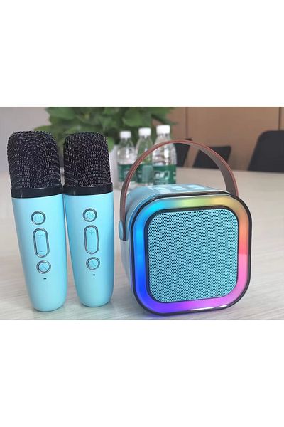 MOAWAVE Boxă cu 2 microfoane inteligente de karaoke pentru copii, boxă wireless, MOAWAVE™ albastră