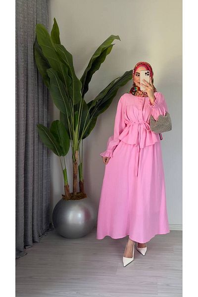 Molly Nelly Women's Muslin Summer Blouse Skirt Hijab Set