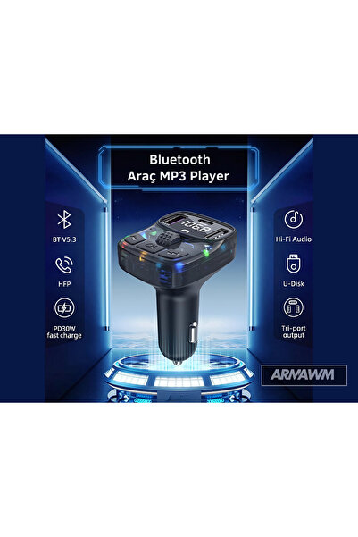 ARMAWM Bluetooth Fm Transmitter Araç Kiti C-56| 30w Hızlı Şarj, Oto Çakmaklık...