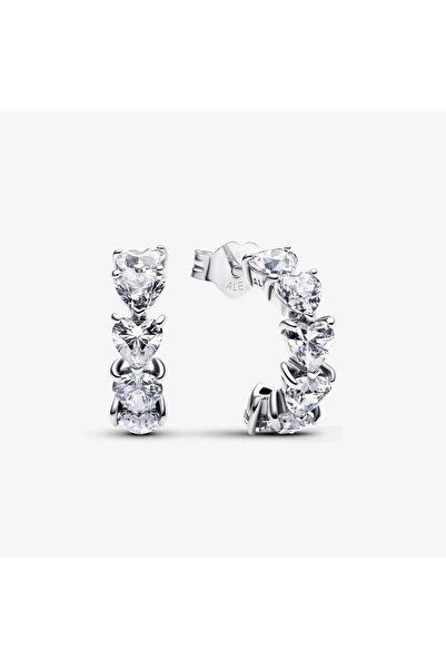 Pandora Round earrings with sparkling hearts Zirconia - 925 Silver