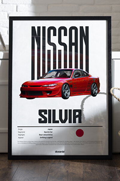 Duvarda Αφίσα Nissan Silvia Car με μαύρο ξύλινο πλαίσιο, διακοσμητικός πίνακα...