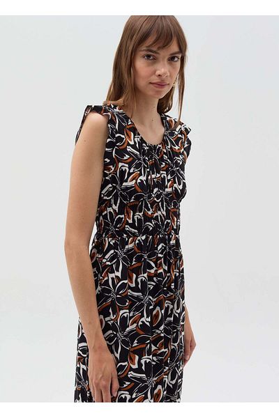 Ovs Long Floral Dress With Smock Stitch