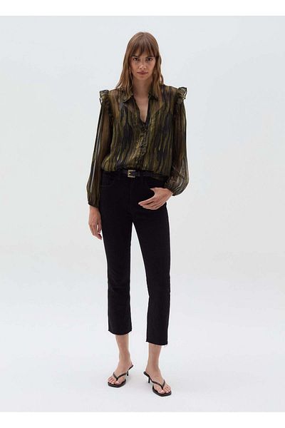 Ovs Semi-Sheer Camouflage Blouse With Lurex