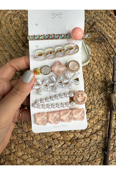 My Joyas Design Set of 6 Pink Stone Buckles
