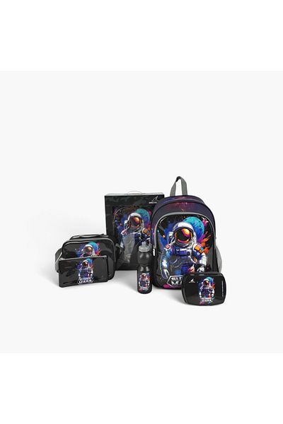 Royal Falcon 5-Piece Astronaut Print 16-inch Backpack Set - 41x30x17 cms