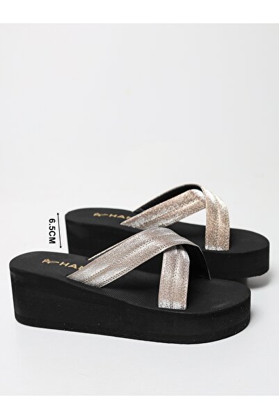 HANOX Grace High Platform Heel Women's Cross Beach Slippers (6.5) cm