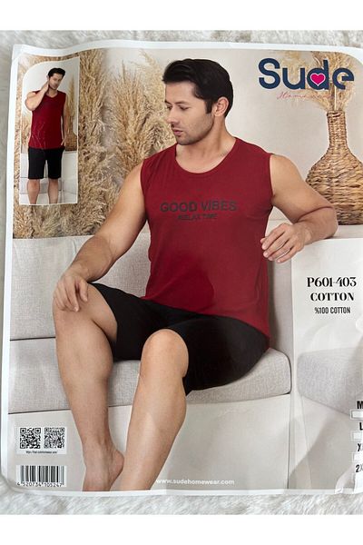 Sude Set de pijamale pentru bărbați Good Vibes Zero Sleeve