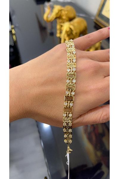 Store 14 Carat Gold Color Zircon Stone Xuping Bracelet 18 cm