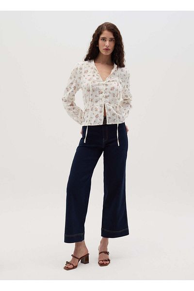 Ovs Blouse With Laces And Striped Motif
