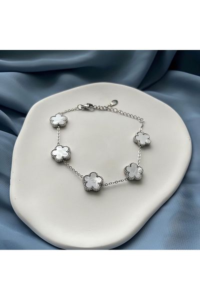 Lumina Atelier Silver Clover Steel Bracelet
