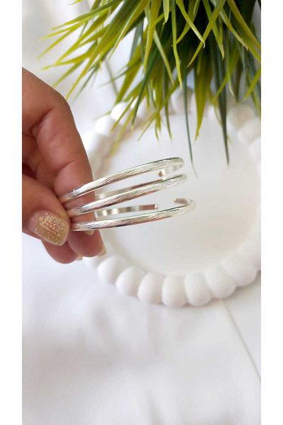 ZeynDesign Scratch Pattern Silver Color Bracelet