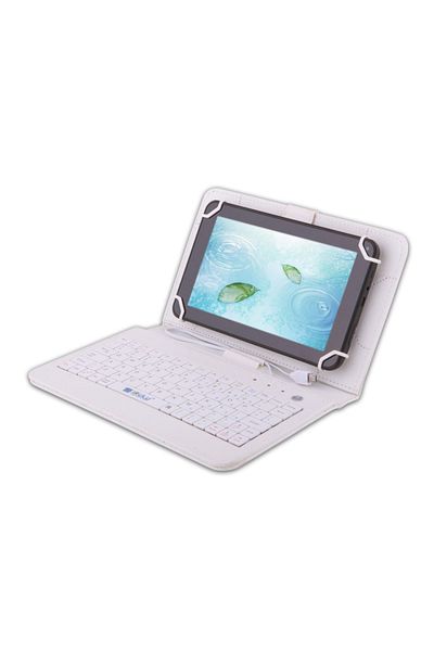 MRG 7 Inch Tablet Case With Micro USB Keyboard Model X, White