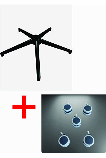 sandofis YILDIZ AYAK SİYAH METAL SİLİKON TEKERLİ DÖNER SANDALYE AYAĞI OYUNCU ...