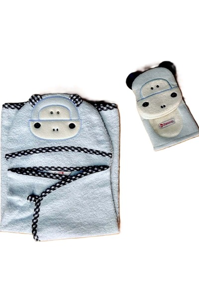 Malkoç bebe Monkey 0-12 Months Towel Silge Blue