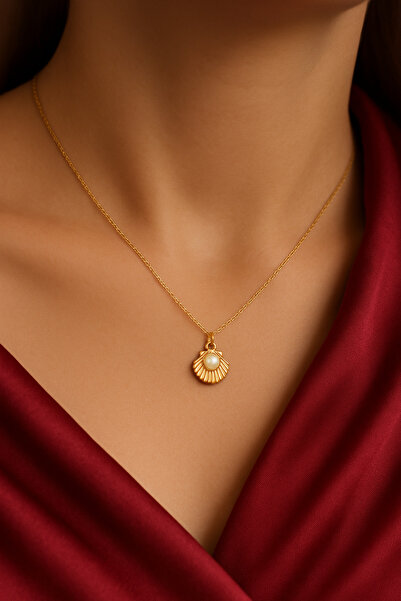 HERA Kelebek sırt detaylı incili deniz kabuğu kolye [özel tasarım]