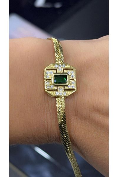 Store 14 Carat Gold Color Zircon Stone Xuping Bracelet 18 cm