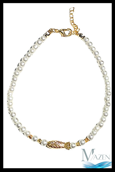 MAZEN Women's Anklet with Pearl Beaded Fish Figure |   Adjustable Summer Stylish Bracelet Model