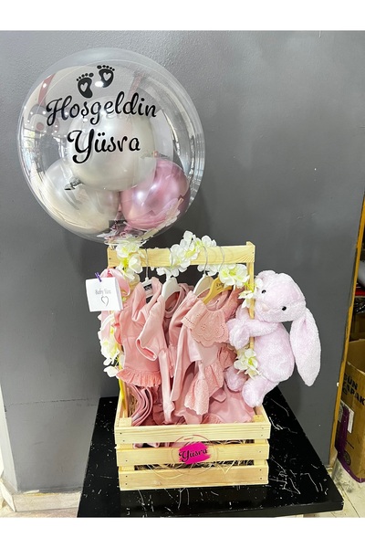 GözdeParti Yeni Doğan Kız Bebek İçin Sandık İçi 10 Parça Set: Hastane Çıkış S...