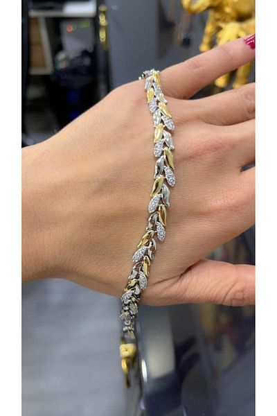 Store 14 Carat Gold Color Zircon Stone Xuping Bracelet 18 cm