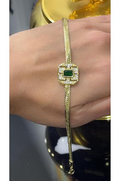 Store 14 Carat Gold Color Zircon Stone Xuping Bracelet 18 cm