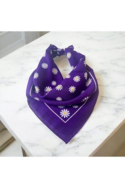 ALS Tasarım Dünyası Women's Purple Color with White Daisy Pattern 100% Cotton...