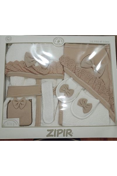 MİLAYS LİFE HOME COLLECTİON Zipir 4 Piece Cotton Bathrobe Sets 0-2 Years