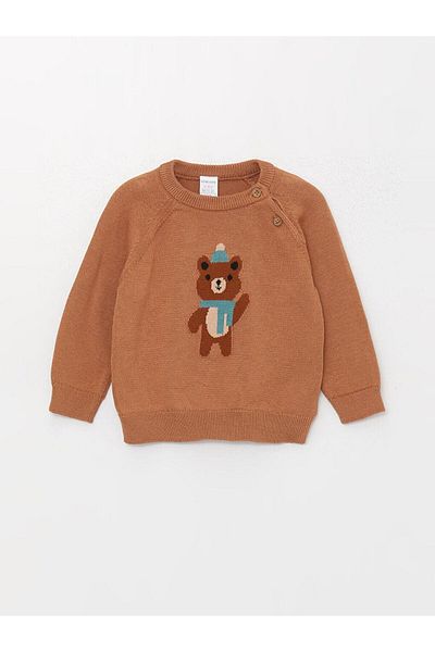 LC Waikiki Crew Neck Long Sleeve Patterned Baby Boy Knitwear Sweater and Pants 2 Piece Set (W3)
