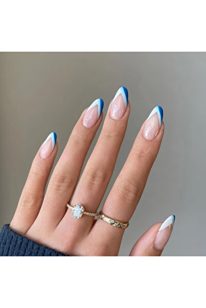 ZarDünya Mavi Beyaz Model Takma Tırnak