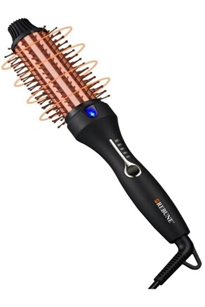rebune فرشاة شعر حرارية من ريبون، 45 واط، 5 درجات حرارة، تقنية السيراميك والأشعة تحت الحمراء، لون أسود