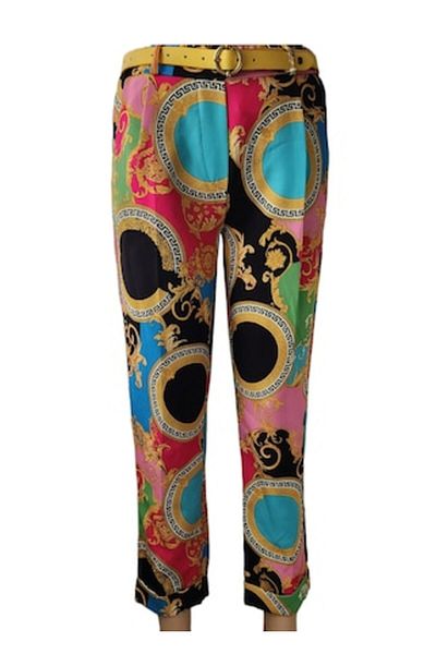 OEM Multicolor Women's Pants with Side Pockets and Elastic Waist, Size L