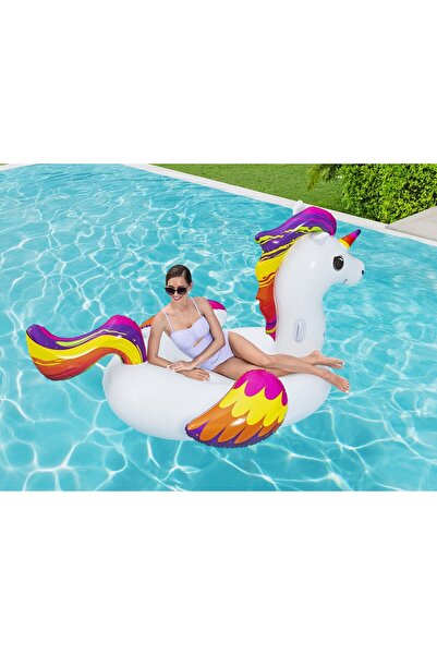 Mıncır Shop Dev Desenli Renkli Şişme Havuz ve Deniz Yatağı 224 x 164 cm – Yetişkin ve Çocuk İçin