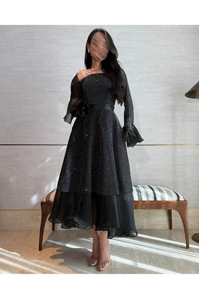 toog Black one-shoulder sparkling dress